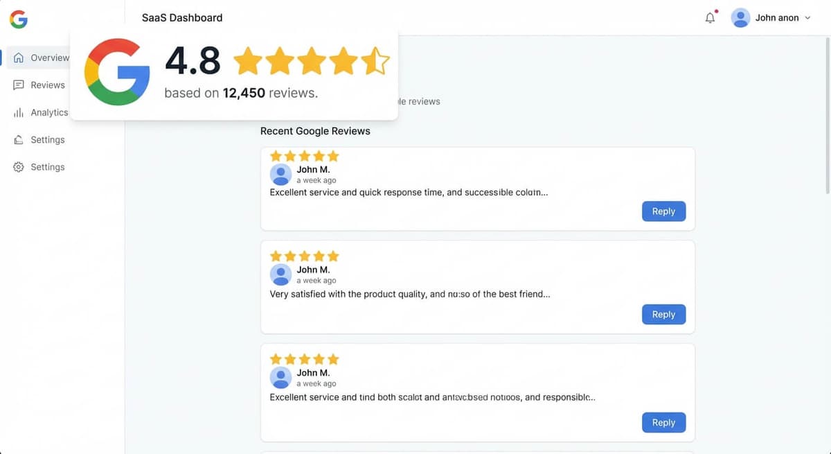 Google reviews dashboard