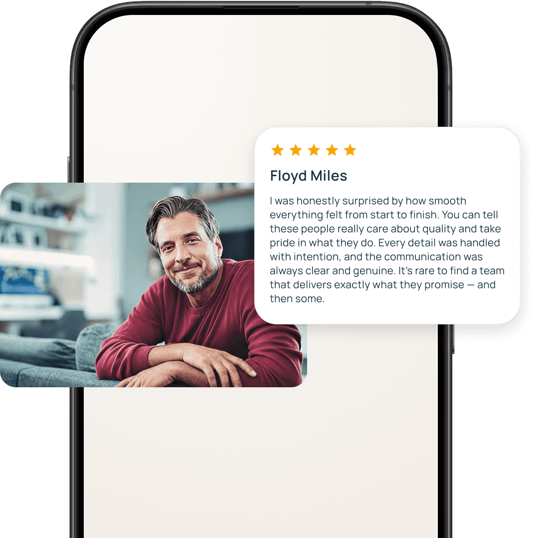 Customer review automation showcased on a mobile device